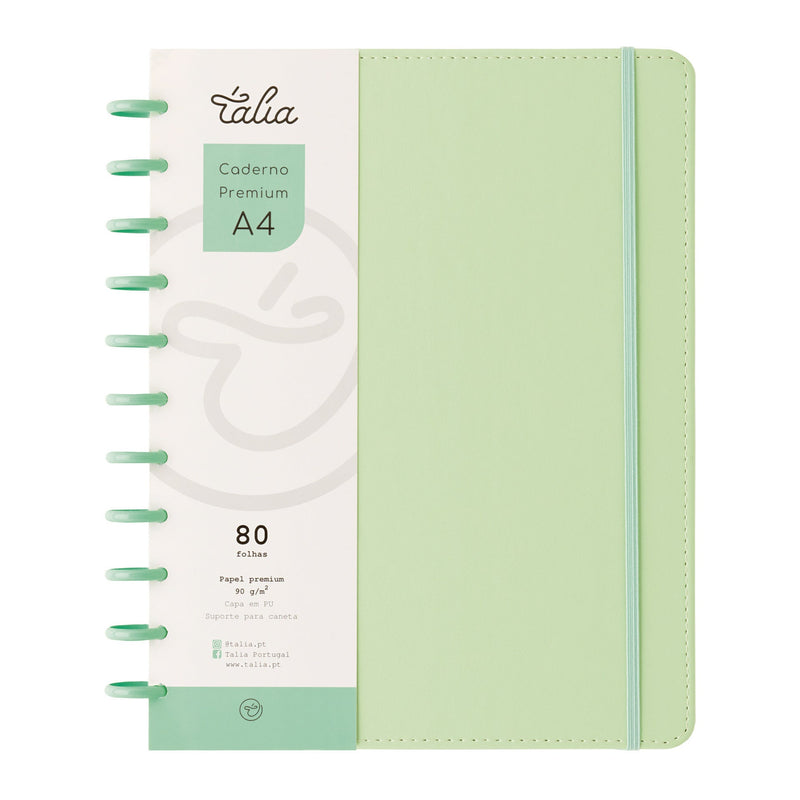 Caderno Smart com Elástico Espiral A4 Pautado Verde