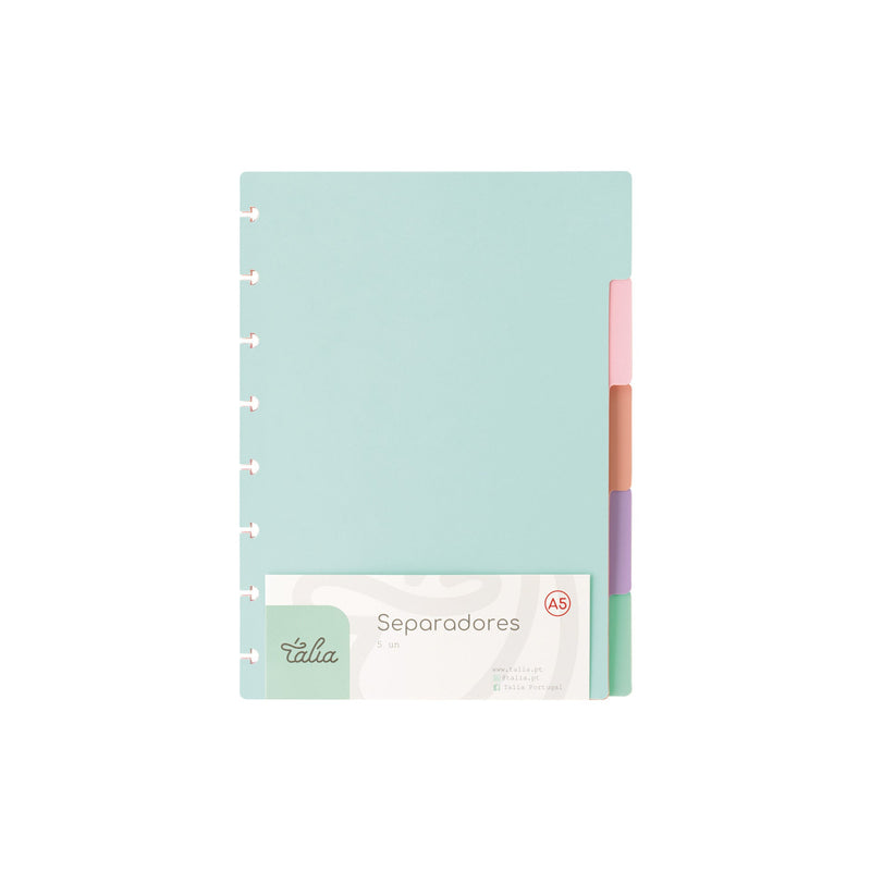 Separadores para Caderno Smart A5 5 divisórias Pastel